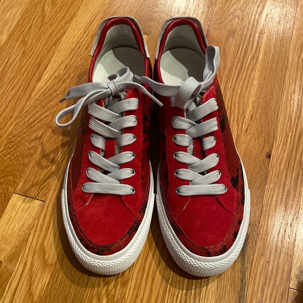Size 38 red leather snakeskin sneakers Rag & Bone never worn